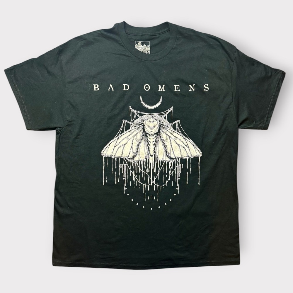 Bad Omens Moth Graphic T-Shirt Mens XL Black Sumerian Records Metalcore Band Tee